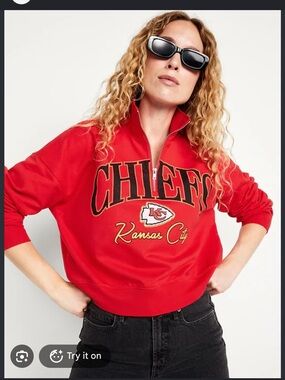 Kansas City Chiefs Red Half-Zip Pullover Sweatshirt- Women’s XXXL